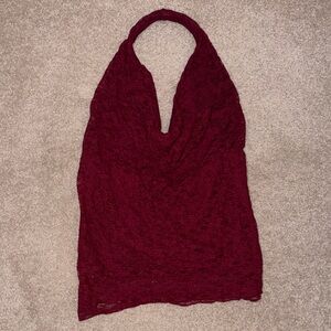 Burgundy Lace Halter Top